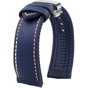 Geschikt for Breitling Geschikt for Citizen Geschikt for Tissot Geschikt for Omega 20 22mm 23mm 24mm Nylon fluoro rubber Horlogeband zacht Siliconen Armband Heren Horlogeband(Blue White silver B,20mm)