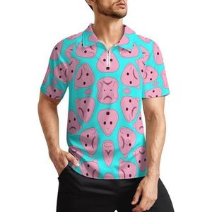 Pink Blob Fish Heren Golf Polo Shirts Klassieke Fit Korte Mouw T-Shirt Gedrukt Casual Sportkleding Top S