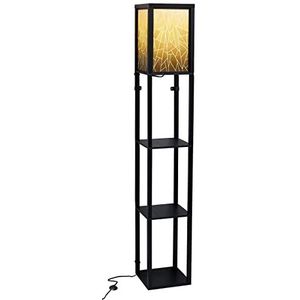 Northpoint Rek met geïntegreerde lamphouder staande lamp hout met 3 planken E27 fitting 26x26x160cm (driehoeks-patroon)