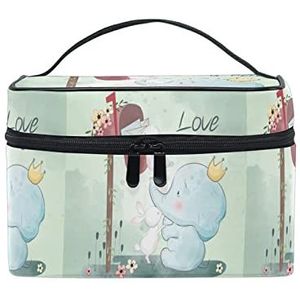 Schattige baby konijn olifant dier make-up tas voor vrouwen cosmetische tassen toilettas trein koffer