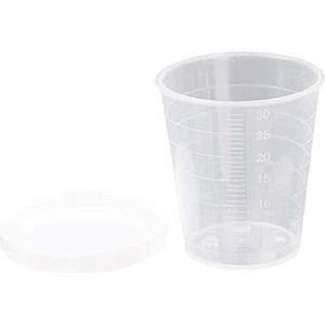 1 stuk 30/50 ml maatbeker met deksel met gegradueerde transparante keukenhouder, chemische experimenteeraccessoires, transparant