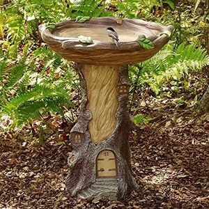 BBring Vogelbad, decoratief polyhars vogelbad, drinkschaal wildvogels, handgemaakte voederautomaat en vogelbakken, hars-vogelbad voor tuin (C)