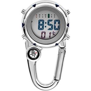 DITUDO Pocket Horloge Clip-on Karabijnhaak Pocket Horloge Verpleegkundige Horloge Multifunctionele Kompas Flesopener Sport Klok Verpleegster Horloge, Digitaal Blauw