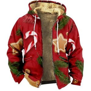 Kerstcoats voor Heren Fuzzy Vintage Hooded Christmas Jackets Trapstring Kerstmis met Pocket met
