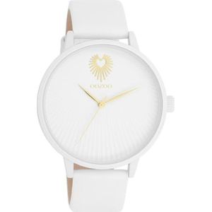 Oozoo Timepieces dameshorloge | polshorloge dames met leren armband | hoogwaardig horloge voor vrouwen | elegant analoog dameshorloge in rond, wit (aluminium), Riemen.