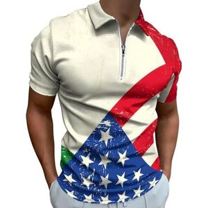 USA En Italiaanse Vlag Half Zip-up Polo Shirts Voor Mannen Slim Fit Korte Mouw T-shirt Sneldrogende Golf Tops Tees S