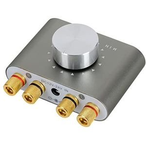 McGrey MAMP-250BT Mini-hifi-versterker 100 Watt - Ultracompacte Stereo-versterker - 2x 50 Watt - Bluetooth 5.0, Jack- en USB-ingang - Klemmen voor 2 luidsprekers - Grijs Metallic