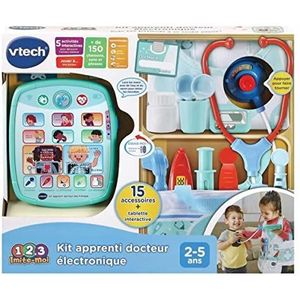 VTech - Elektronische doktersset met interactieve kindertablet en educatieve spelletjes, 16-delig en speelaccessoires, cadeau voor kinderen van 2 jaar tot 5 jaar - inhoud in het Frans