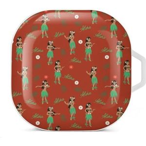 Patroon met Hawaiiaanse meisjes oordopjes hoesje compatibel met Samsung hard shell beschermhoes wit stijl