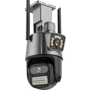 Bewakingscamera, Outdoor PTZ Camera 4K 8MP HD Dual-Lens Dual Screen Camera AI Auto Tracking 4MP Video surveillance Politie Licht Alarm(4MP Add 32G Card)
