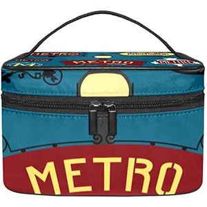Paris Metro make-up organizer tas, reismake-up tas organizer case draagbare cosmetische tas voor vrouwen en meisjes toiletartikelen, Meerkleurig, 22.5x15x13.8cm/8.9x5.9x5.4in