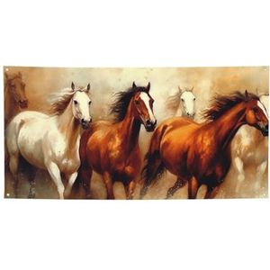 Schilderij van verschillende paarden rennen Print Vakantie Banner Gepersonaliseerde Achtergrond Banners Opknoping Banners Verjaardag Banner Voor Indoor Outdoor Kerstfeest Decoraties Levert S