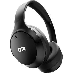 GOBOULT Made in India Q over-ear Bluetooth-hoofdtelefoon met 70H speeltijd, 40 mm basdrivers, Zen ENC-microfoon, Type-C snel opladen, 4 EQ-modi, IPX5-hoofdtelefoon draadloos met microfoon (zwart)
