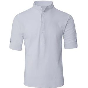 yk8fass Casual Shirt met opstaande kraag xl-6663, Wit, S