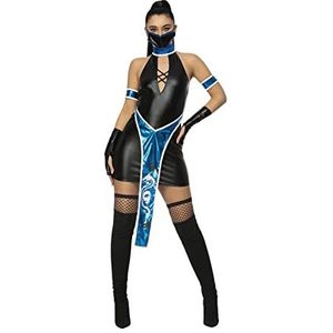 Smiffys 56449 Fever Ninja kostuum, dames, blauw en zwart, L-UK maat 16-18
