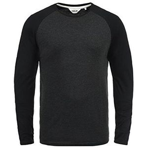 !Solid SDBastien shirt met lange mouwen voor heren, ronde hals, donkergrijs (dark grey melange 8288), M