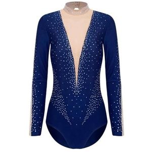 NUOYIXUAN - Gymnastiekoverall - Blauw - Bodysuit met Lange Mouwen