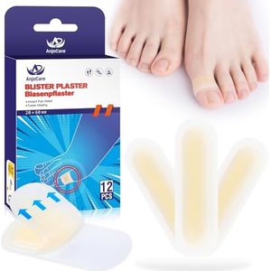 AnjoCare Blarenpleister voor Voeten, 12 stuks Onzichtbare Hydrocolloïde Gel Blarenpleisters, Waterdichte Blarenpleisters voor Tenen, Voorkomen en genezen van hielblaren
