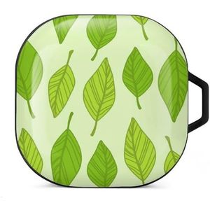 Spring Leaves Pattern Oordopjes Hoesje Compatibel met Samsung Hard Shell Beschermhoes Zwart-Stijl