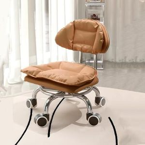 JUXDZISHW Metallic, C, Roller Seat PU Lederen Lage Kruk Ronde Rollende Vloerkruk met Universele Wielen voor Home Fitness Sport Pedicure Kruk
