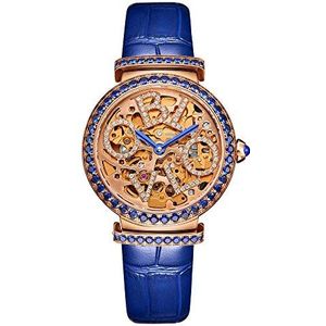 OBLVLO Vrouwen Rose Gold Automatische Horloges Skelet Wijzerplaat Top Merk Luxe Vrouwelijk Polshorloge Leer, Bw-pll,