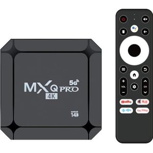 MXQ Pro 5G Android 14.0 ATV Box Quad Core Ram 2 GB ROM 16 4 K H.265 HD 3D WiFi 6 2.4G/5.8G BT Afstandsbediening Smart Home Mediaspeler