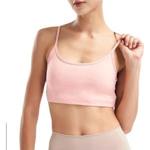 Sportbeha Gymtop Halter Sportbeha For Dames, Spaghettibandjes, Gekruiste Rug, Verwijderbare Gewatteerde Fitness-yoga-bh Outfits Fitness(Pink,XL)