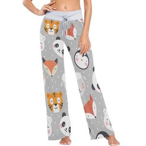 Mnsruu Dames pyjamabroek Leuke Panda Fox Schaap, C27, XL