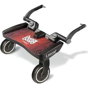 Lascal BuggyBoard Maxi, Buggy Board voor kinderwagen met groot sta oppervlak, kinderwagen accessoire voor kinderen van 2-6 jaar (22 kg), compatibel met bijna elke kinderwagen en buggy, Rood
