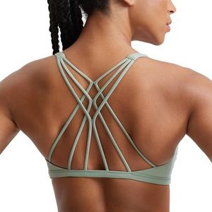 CRZ YOGA Sportbeha met bandjes voor dames - Criss Cross Back Padded Medium Support Wireless Gym Cami Workout Yoga Groene Palm Hof S