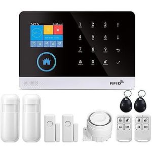 Alarmsysteem Alarmsysteem for thuisinbraakbeveiliging WiFi GSM Alarm Draadloze Tuya Smart House App-bediening Voor huis appartement kantoor (Color : C...)