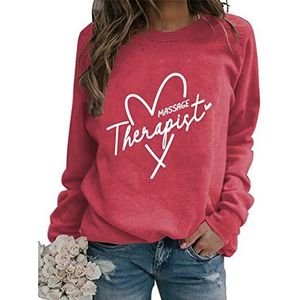 Massage Therapist Sweatshirt for Women Letter Printed Crew Neck Pullover Tops Heart Graphic Physical Therapy Gift