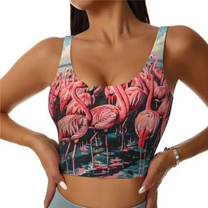 Flamingo Print Casual Wear Vrouwen Sport Vest Yoga Vest Workout Vest Voor Vrouwen Lichtgewicht Trendy, Zwart, S