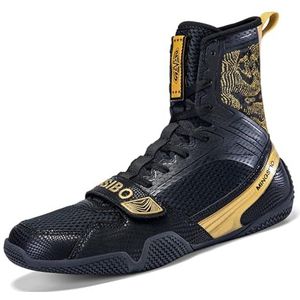 ZHENSI Boksschoenen Heren Dames Vechtsporten Worstelen High Top Fitness Sneaker Zero Drop Lichtgewicht Voor De Sportschool,Goud,36 EU