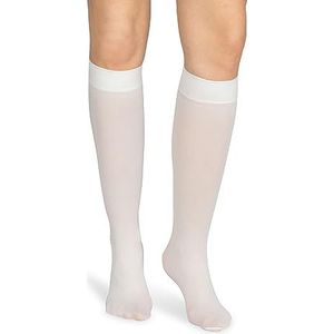 looksy Vrouwen knie hoge sokken anti-druk band 60 den one size warme kous lange laars ondoorzichtig, Bianco, One size