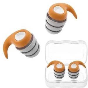 Drie lagen siliconen ruisonderdrukking oordopjes zachte comfortabele geluidsisolatie slapen oordopjes voor volwassenen kinderen (oranje-L)