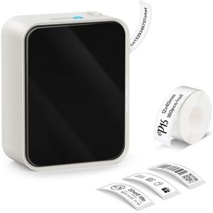 Draagbare Stickerprinter P15 Zelfklevende Labelprinter Draadloze Bluetooth Thermische Printer Miniprinter Helder Afdrukken(White)