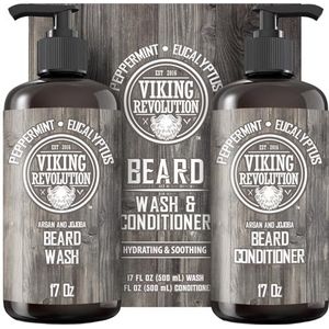 Viking Revolution Beard Balm with Clary Sage Scent and Argan & Jojoba Oils - Styles, Strengthens & Softens Beards & Mustaches - Leave in Conditioner Wax for Men - 2 Oz / 57g