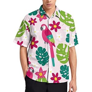 Plumeria ara tropische bladeren Hawaiiaanse shirt voor mannen zomer strand casual korte mouw button down shirts met zak