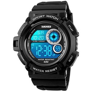 Mastop Men's Military Sport LED Digital Multifunctional Waterproof Quartz Wrist Watch (White)