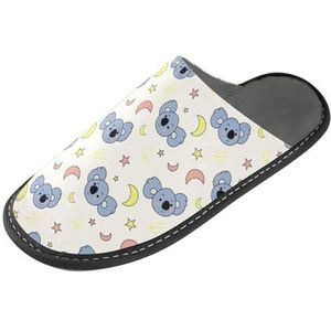 LI ZHI XIN Volwassen Pluche Slippers Dames Flanel Warme Huis Schoenen Met Antislip Mens Indoor Slippers Met PVC Zool Size 4-11 Koala Cartoon Patroon, Meerkleurig, 4/5 UK