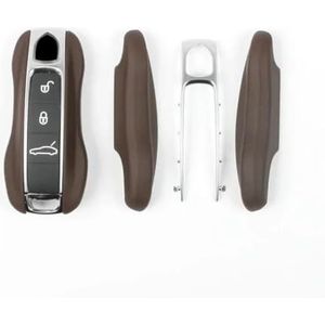 Sleutelbehuizing Auto Smart Key Cover Case Fob Lederen Sleutel Shell Voor Porsche 911 Voor Boxster Voor Cayenne Voor Panamera Taycan Voor Cayman 971 9YA 718 Autosleutelhoesje(B brown 3PCS)