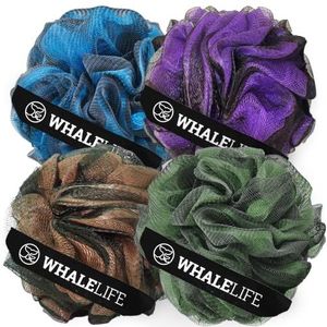 Loofah Spons Badspons voor Vrouwen Mannen 4 Pack (Paars Bruin Groen Blauw)