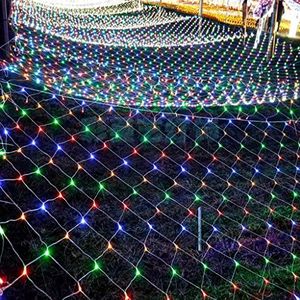 WJQSD 6 x 4 M Netto Lichtsnoer Mesh Fairy Light met 880 Leds Lamp Kralen, Led Net String Lights Netto Fairy Light met 8 Modes, Kerstverlichting voor Tuin Kerst Bruiloft Party Decoratie kleur