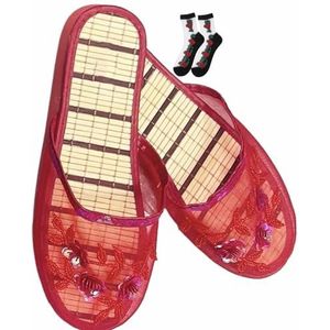 Chinese mesh pantoffels for dames Floral mesh sandaal Comfortabele ademende pantoffels met sokken (Color : F, Size : 38 EU)