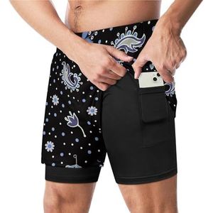 Paisley Patroon Grappige Zwembroek met Compressie Liner & Pocket Voor Mannen Board Zwemmen Sport Shorts