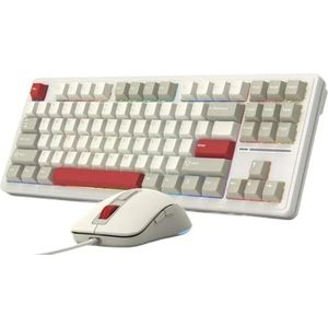 QPSJXN M87 Retro TKL Bedraad Toetsenbord En Muis Combo 87 Hot Swappable RGB Backlit Mechanisch Toetsenbord Compatibel met PC-Compatibiliteit (FGMB)