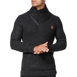 INDICODE Heren Dane Knit Sweater | Grofgebreide wintertrui met sjaalkraag Raven M