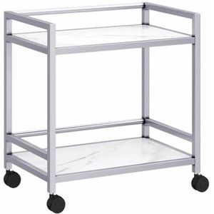 PP-Vic Salon Schoonheidswagen, Metalen Rolwagen, Opbergstation Voor Kappers, Grote Mobiele Organisatiewagen, Praktische Rolwagen Voor Spa, Woonkamer, Badkamer, Keuken,2f silver