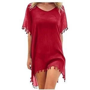 Cover Ups Voor Vrouwen Strandkleding Vrouwen Strand Cover Up Kant Holle Gehaakte Badpak Strandjurk Vrouwen Zomer Cover-up Badpak Dames Strandkleding Tuniek Badpak Cover Ups Voor Vrouwen (Rood)